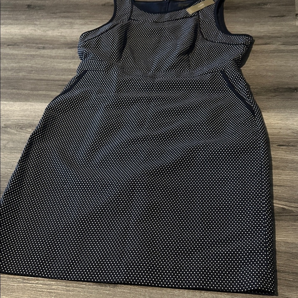 Calvin Klein Navy and White Polka Dot Mini Dress